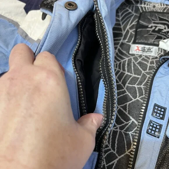Vintage Spyder Womens Ski Jacket Size 12 Blue White Dermizax-EV X-Static Insulat - Picture 14 of 16